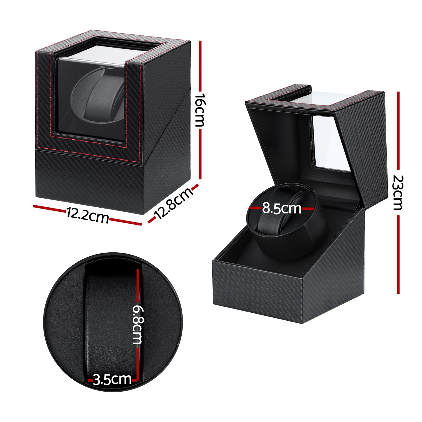 Embellir Watch Winder Box Automatic Single Quiet Carbon Fibre Black