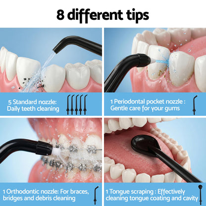 Devanti Cordless Water Flosser Dental Oral Irrigator Black