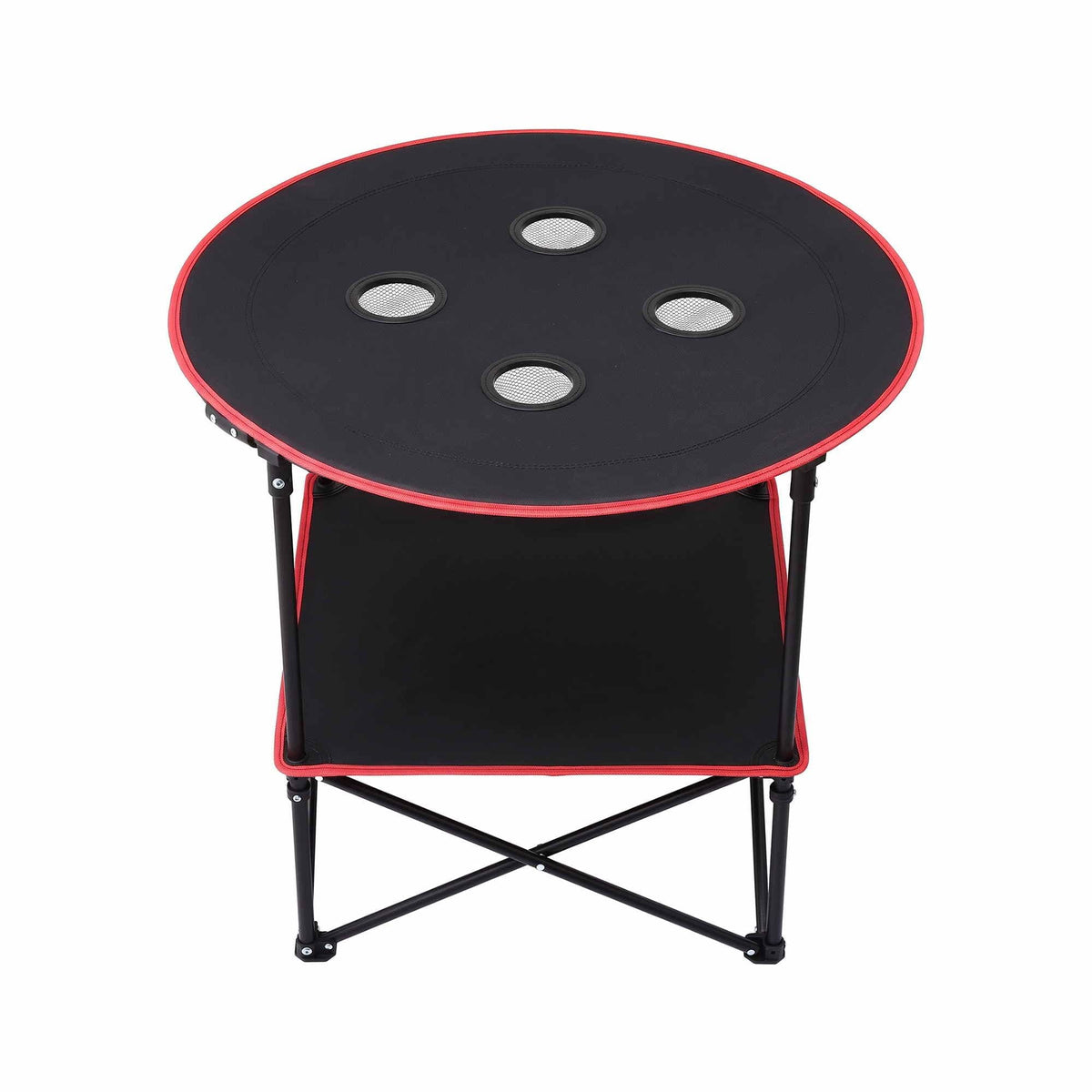 Alona.com.au Outdoor Recreation > Camping > Camp Furniture Weisshorn Folding Camping Table with 4 Cup Holders Metal Oxford 73CM Black
