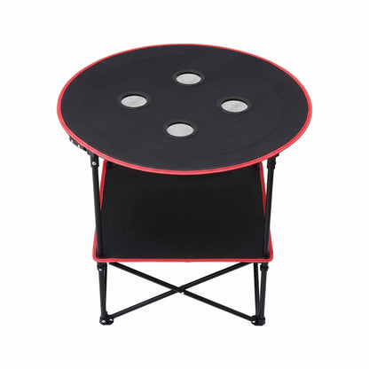 Alona.com.au Outdoor Recreation > Camping > Camp Furniture Weisshorn Folding Camping Table with 4 Cup Holders Metal Oxford 73CM Black