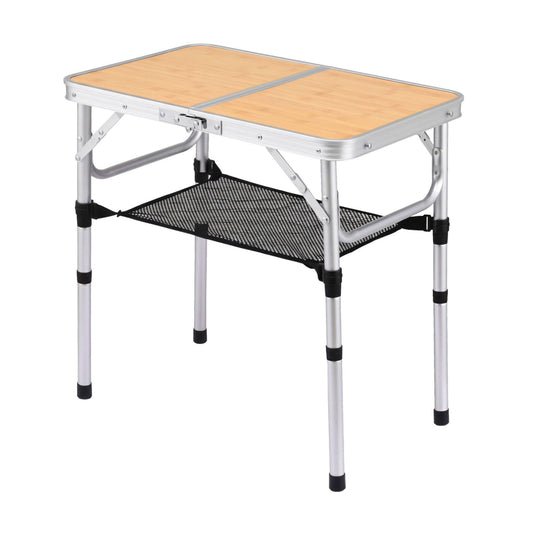 Alona.com.au Outdoor Recreation > Camping > Camp Furniture Weisshorn Folding Camping Table Adjustable Aluminium 60 x 40 cm Wood Grain