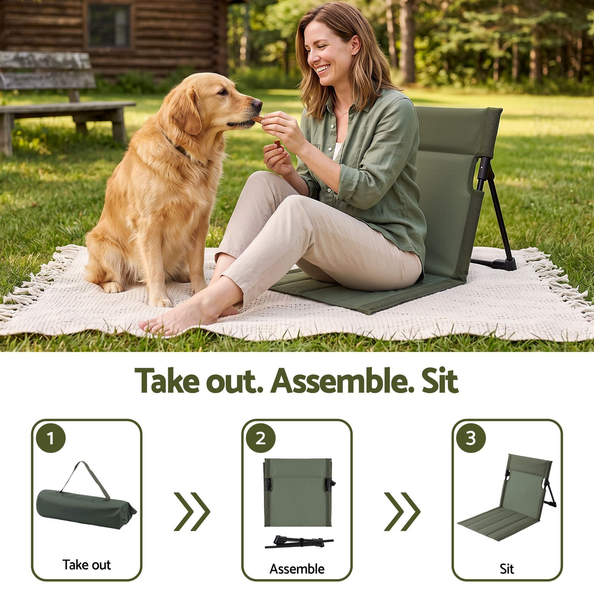 Alona.com.au Outdoor Recreation > Camping > Camp Furniture Weisshorn Foldable Camping Chair Oxford Aluminum Alloy Backrest 70kg Green