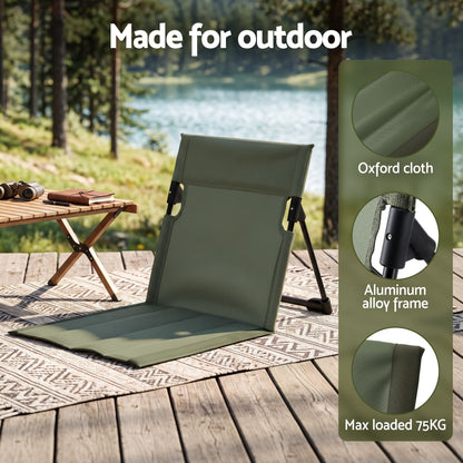 Alona.com.au Outdoor Recreation > Camping > Camp Furniture Weisshorn Foldable Camping Chair Oxford Aluminum Alloy Backrest 70kg Green