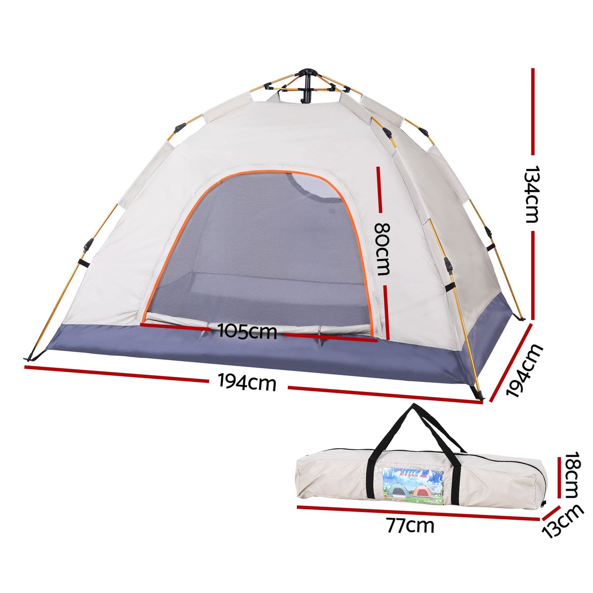 Weisshorn Outdoor Recreation > Camping > Tents Weisshorn Camping Tent Instant Tent Pop up 2 Person Outdoor Hiking Tents Hiking Beige