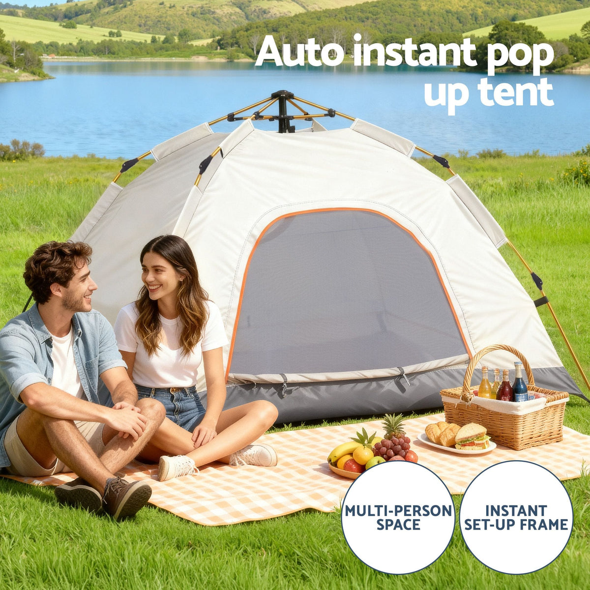 Weisshorn Outdoor Recreation > Camping > Tents Weisshorn Camping Tent Instant Tent Pop up 2 Person Outdoor Hiking Tents Hiking Beige