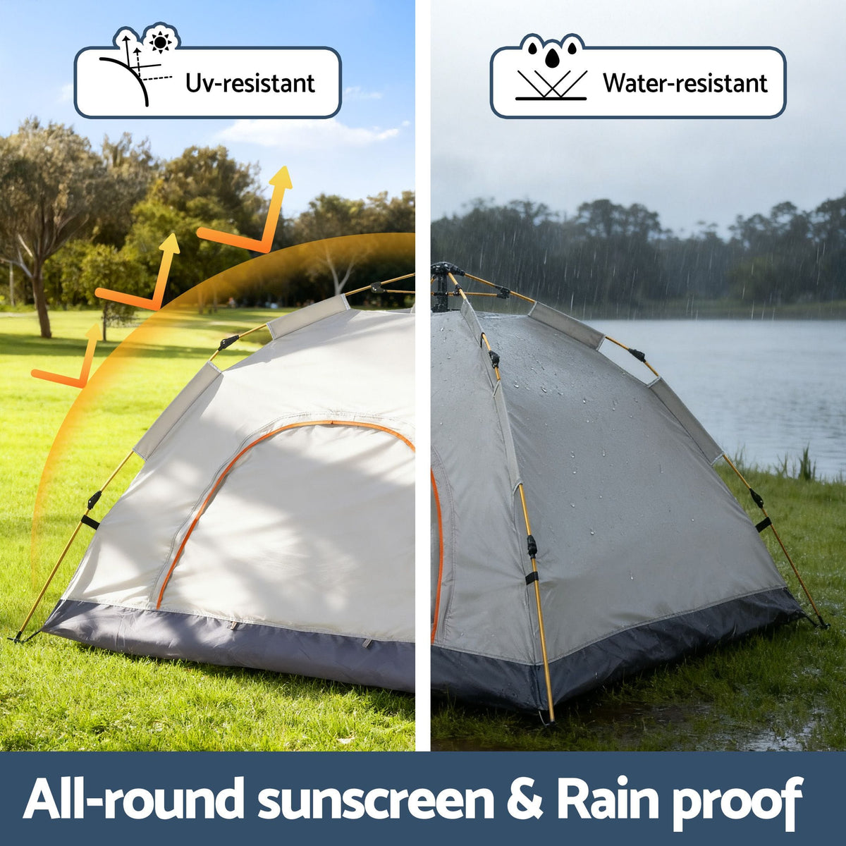 Weisshorn Outdoor Recreation > Camping > Tents Weisshorn Camping Tent Instant Tent Pop up 2 Person Outdoor Hiking Tents Hiking Beige