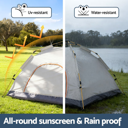 Weisshorn Outdoor Recreation > Camping > Tents Weisshorn Camping Tent Instant Tent Pop up 2 Person Outdoor Hiking Tents Hiking Beige