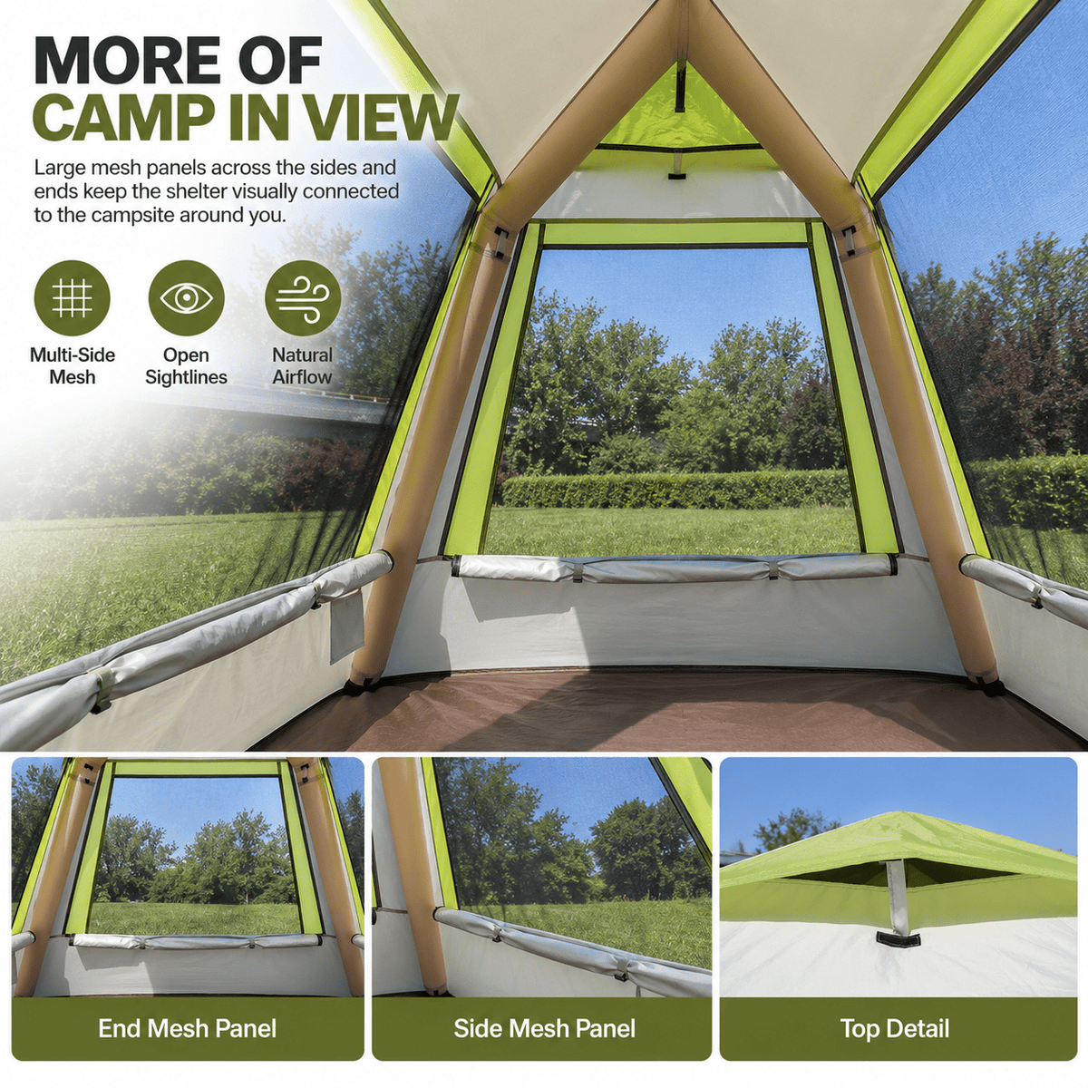Weisshorn Inflatable Mesh Gazebo Tent, Air-Frame with Extendable Canopy