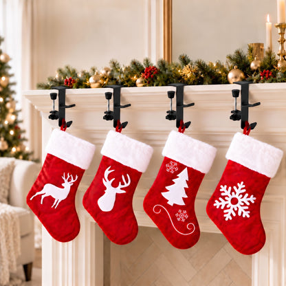 Alona.com.au Occasions > Christmas > Christmas Decorations Jingle Jollys Christmas Stocking Set 4 Velvet Stockings 46.5cm & 4 No-Drill Holders