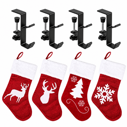 Alona.com.au Occasions > Christmas > Christmas Decorations Jingle Jollys Christmas Stocking Set 4 Velvet Stockings 46.5cm & 4 No-Drill Holders