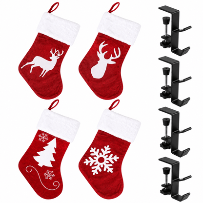 Alona.com.au Occasions > Christmas > Christmas Decorations Jingle Jollys Christmas Stocking Set 4 Velvet Stockings 46.5cm & 4 No-Drill Holders