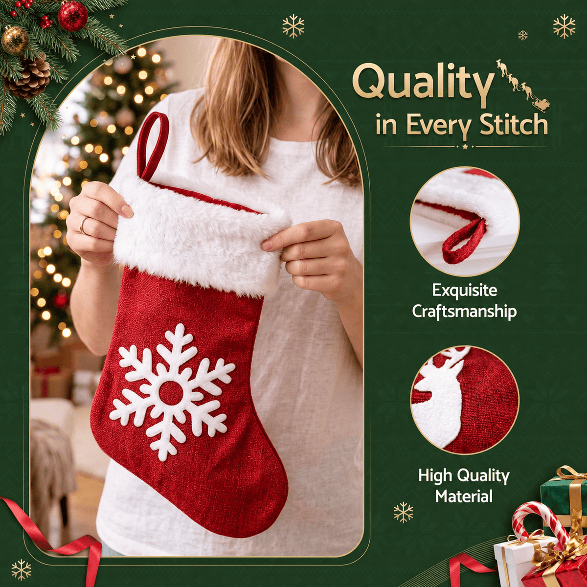 Alona.com.au Occasions > Christmas > Christmas Decorations Jingle Jollys Christmas Stocking Set 4 Velvet Stockings 46.5cm & 4 No-Drill Holders