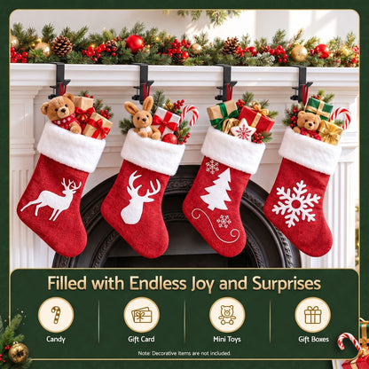 Alona.com.au Occasions > Christmas > Christmas Decorations Jingle Jollys Christmas Stocking Set 4 Velvet Stockings 46.5cm & 4 No-Drill Holders
