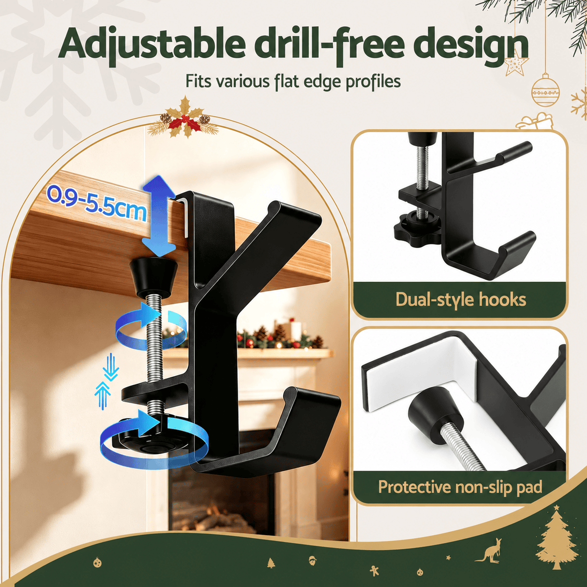 Alona.com.au Occasions > Christmas > Christmas Decorations Jingle Jollys Christmas Stocking Set 4 Velvet Stockings 46.5cm & 4 No-Drill Holders