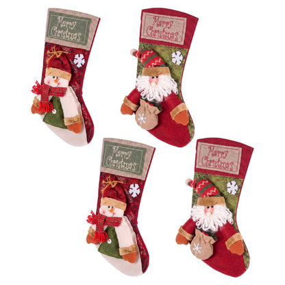 Alona.com.au Occasions > Christmas > Christmas Decorations Jingle Jollys 4PCS Christmas Stockings Large 3D Plush Santa Snowman 43.5cm Christmas Decor for Family Holiday Christmas Party Decorations