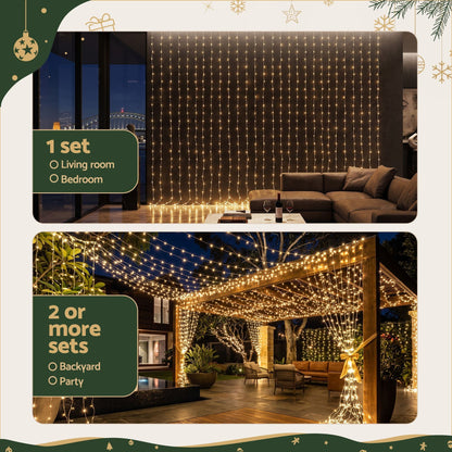 Jingle Jollys Occasions > Christmas > Outdoor Decorations & Lights Jingle Jollys 3X3M Christmas Lights Curtain String Light 300 LED Warm White