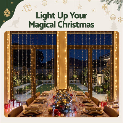Jingle Jollys Occasions > Christmas > Outdoor Decorations & Lights Jingle Jollys 3X3M Christmas Lights Curtain String Light 300 LED Warm White