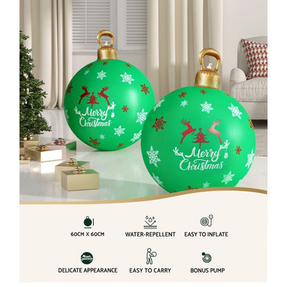 Jingle Jollys Occasions > Christmas > Christmas Decorations Jingle Jollys Christmas Inflatable Ball Bauble 60cm Outdoor Decoration Green