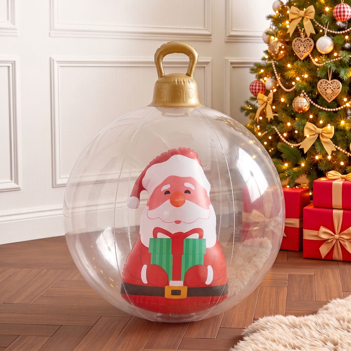 Jingle Jollys Occasions > Christmas > Christmas Decorations Jingle Jollys Christmas Inflatable Ball 60cm Santa Decoration Giant Bauble Clear