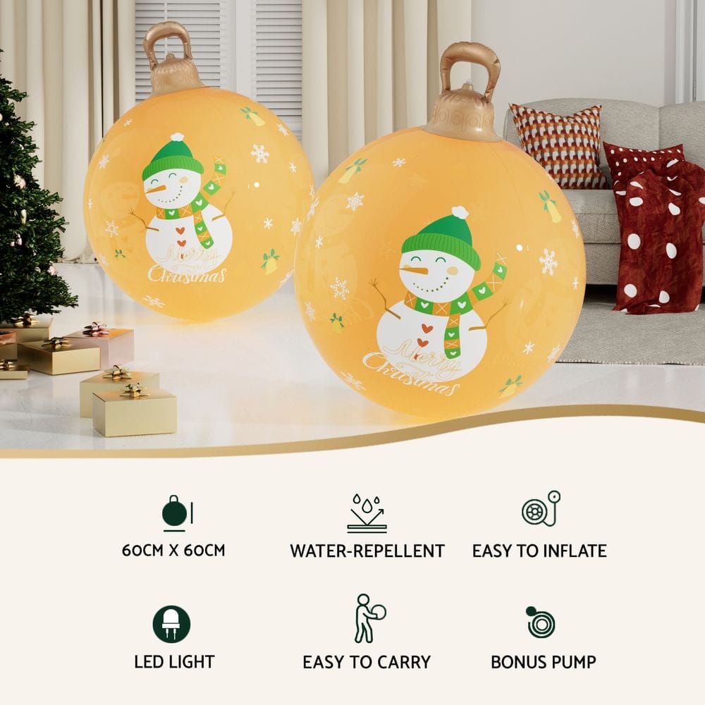 Jingle Jollys Occasions > Christmas > Christmas Decorations Jingle Jollys Christmas Inflatable Ball 60cm Led Illuminated Snowman Xmas Decor