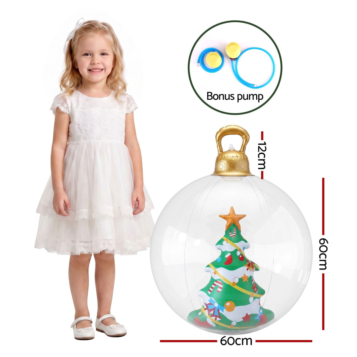 Jingle Jollys Occasions > Christmas > Christmas Decorations Jingle Jollys Christmas Inflatable Ball 60cm Tree Decoration Giant Bauble Clear