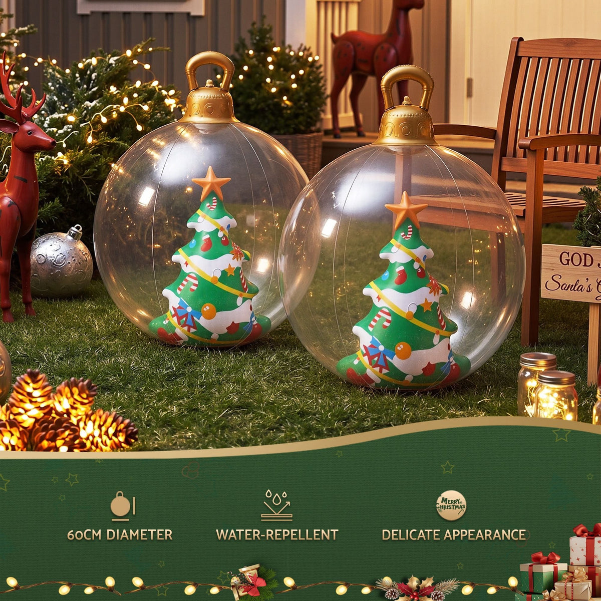 Jingle Jollys Occasions > Christmas > Christmas Decorations Jingle Jollys Christmas Inflatable Ball 60cm Tree Decoration Giant Bauble Clear