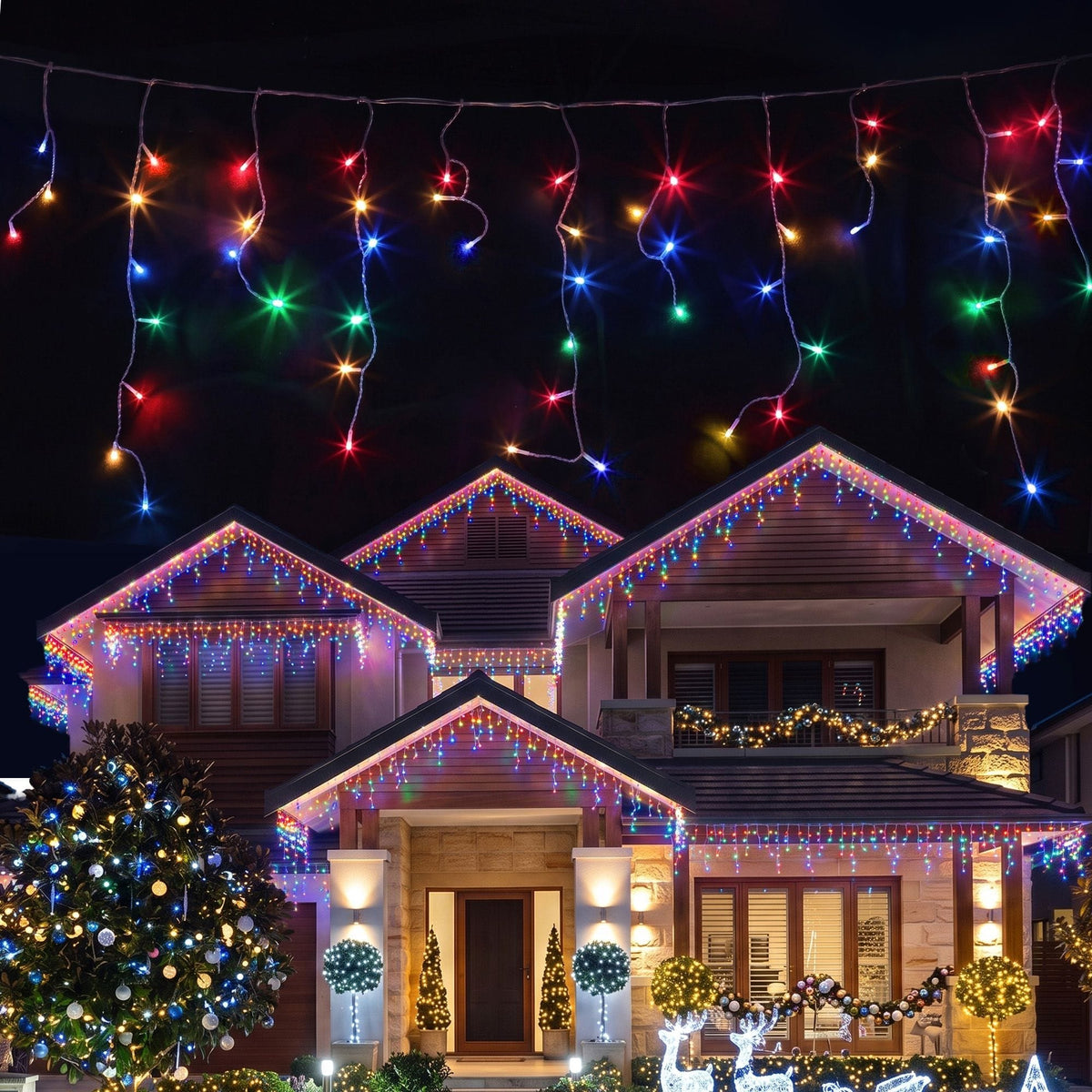 Jingle Jollys Occasions > Christmas > Outdoor Decorations & Lights Jingle Jollys 12.5M Solar Christmas Lights Icicle String Light Multi Colour