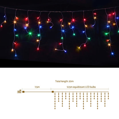 Jingle Jollys Occasions > Christmas > Outdoor Decorations & Lights Jingle Jollys 12.5M Solar Christmas Lights Icicle String Light Multi Colour