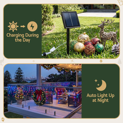 Jingle Jollys Occasions > Christmas > Outdoor Decorations & Lights Jingle Jollys 12.5M Solar Christmas Lights Icicle String Light Multi Colour