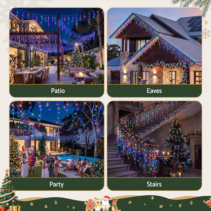 Jingle Jollys Occasions > Christmas > Outdoor Decorations & Lights Jingle Jollys 12.5M Solar Christmas Lights Icicle String Light Multi Colour