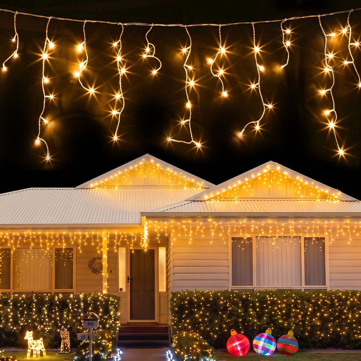 Jingle Jollys Occasions > Christmas > Outdoor Decorations & Lights Jingle Jollys 12.5M Solar Christmas Lights Icicle String Light Warm White