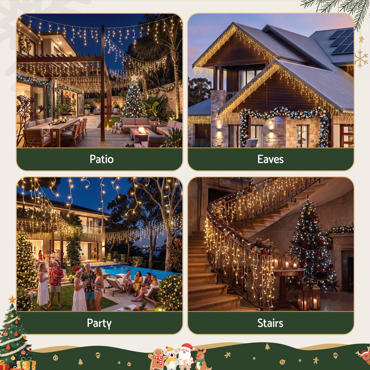 Jingle Jollys Occasions > Christmas > Outdoor Decorations & Lights Jingle Jollys 12.5M Solar Christmas Lights Icicle String Light Warm White