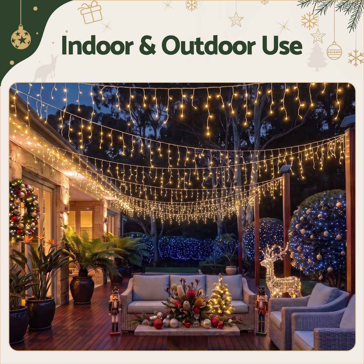 Jingle Jollys Occasions > Christmas > Outdoor Decorations & Lights Jingle Jollys 12.5M Solar Christmas Lights Icicle String Light Warm White