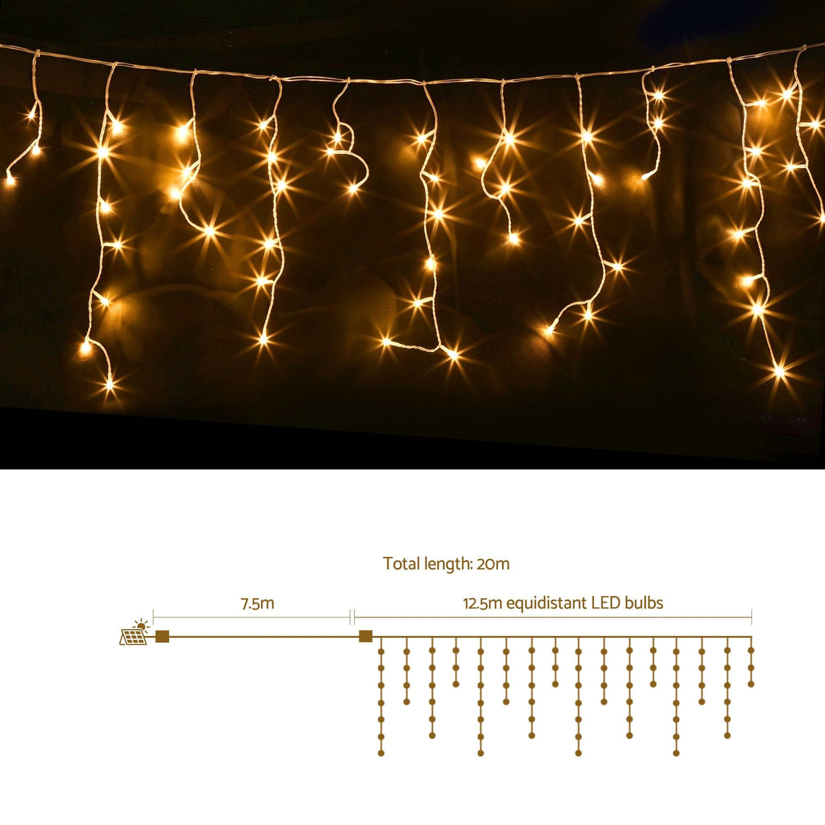 Jingle Jollys Occasions > Christmas > Outdoor Decorations & Lights Jingle Jollys 12.5M Solar Christmas Lights Icicle String Light Warm White