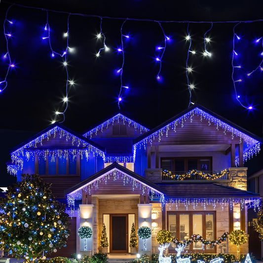 Jingle Jollys Occasions > Christmas > Outdoor Decorations & Lights 20M Christmas Lights Icicle Light 800 LED Blue White Decor Jingle Jollys