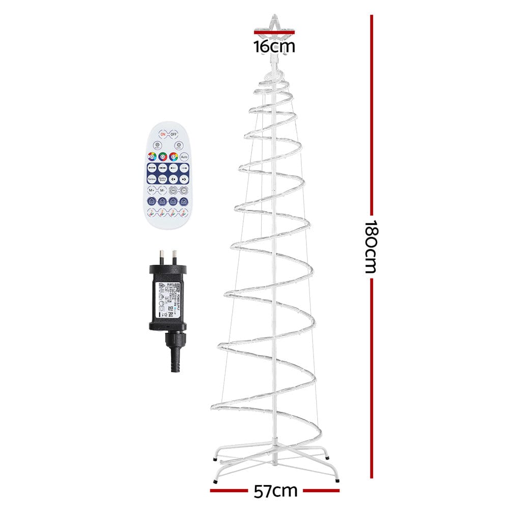 Jingle Jollys Christmas Tree 1.8m 100 RGB LED Rope Lights Xmas Trees Decoration