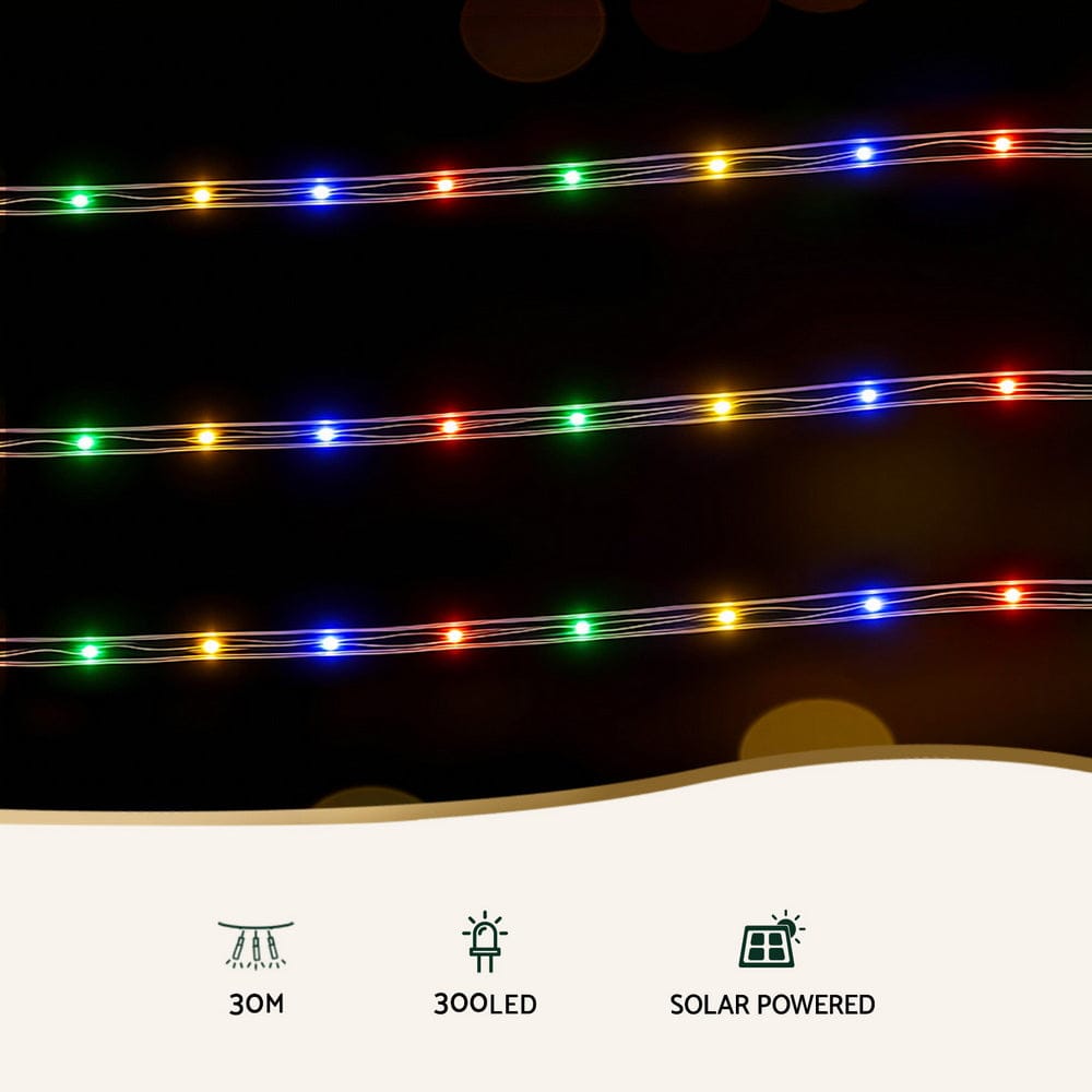 Jingle Jollys 30M Christmas Lights String Rope Light Decoration 300 LED Colorful