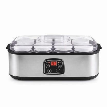 Devanti Yoghurt Maker Machine with 8x180ml Glass Cups Temp Control Black