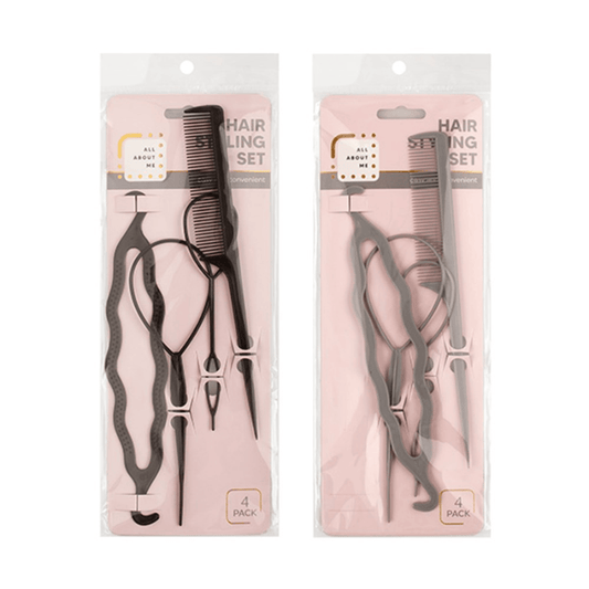 All About Me 4pk Hair Styling Updo Tool Set DIY Comb Roller Bun Topsy Tail Braid Maker Loop