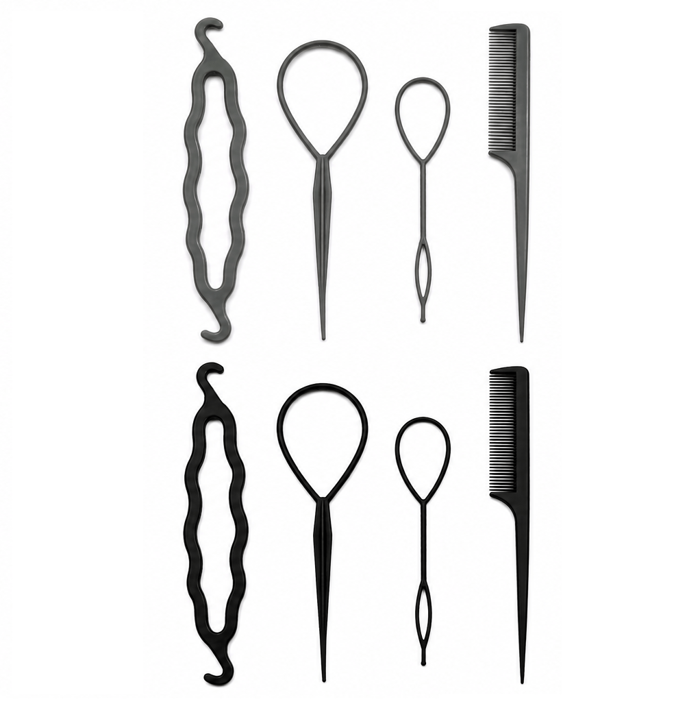 All About Me 4pk Hair Styling Updo Tool Set DIY Comb Roller Bun Topsy Tail Braid Maker Loop