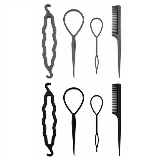 All About Me 4pk Hair Styling Updo Tool Set DIY Comb Roller Bun Topsy Tail Braid Maker Loop