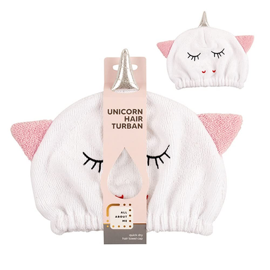 All About Me Hair wrap towel Unicorn Hair Towel Microfiber Wrap Quick Dry Cap Turban Bath Beauty Care White