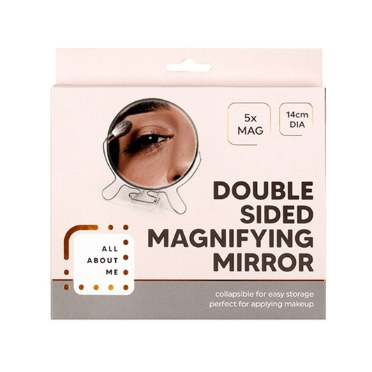All About Me Mirror Mirror Double Faced 14cm Plain Magnified Stand Beauty Essentials 2 Sides Flip