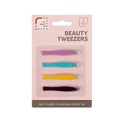 All ABout Me Tweezers 4x Eyebrow Tweezers Hair Beauty Slant Point Straight Puller Tip Steel Tweezer