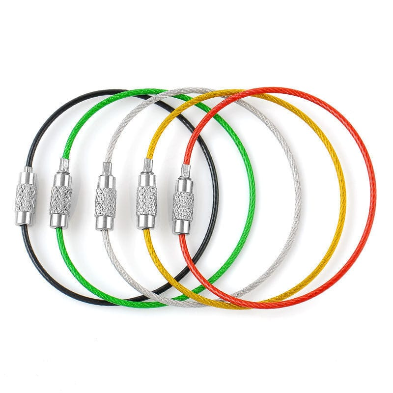 Alona.com.au 15pcs Stainless Steel Wire Rope Keychain KeyRing Cable For Outdoor Hiking Sports