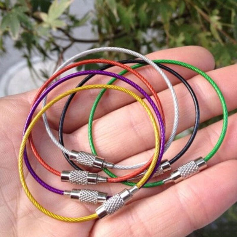 Alona.com.au 15pcs Stainless Steel Wire Rope Keychain KeyRing Cable For Outdoor Hiking Sports