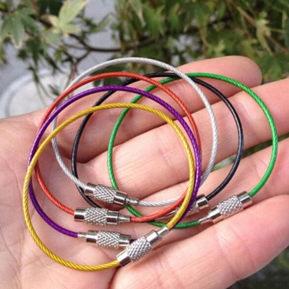Alona.com.au 15pcs Stainless Steel Wire Rope Keychain KeyRing Cable For Outdoor Hiking Sports