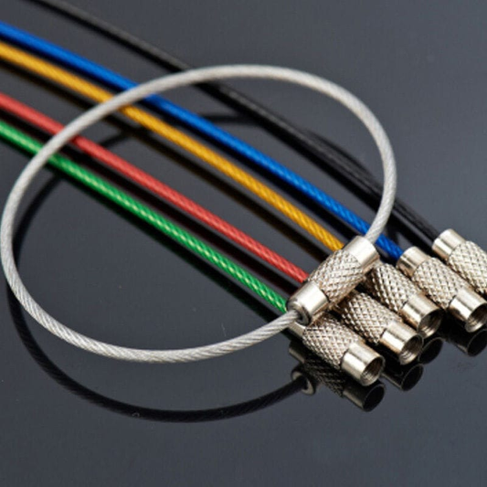 Alona.com.au 15pcs Stainless Steel Wire Rope Keychain KeyRing Cable For Outdoor Hiking Sports