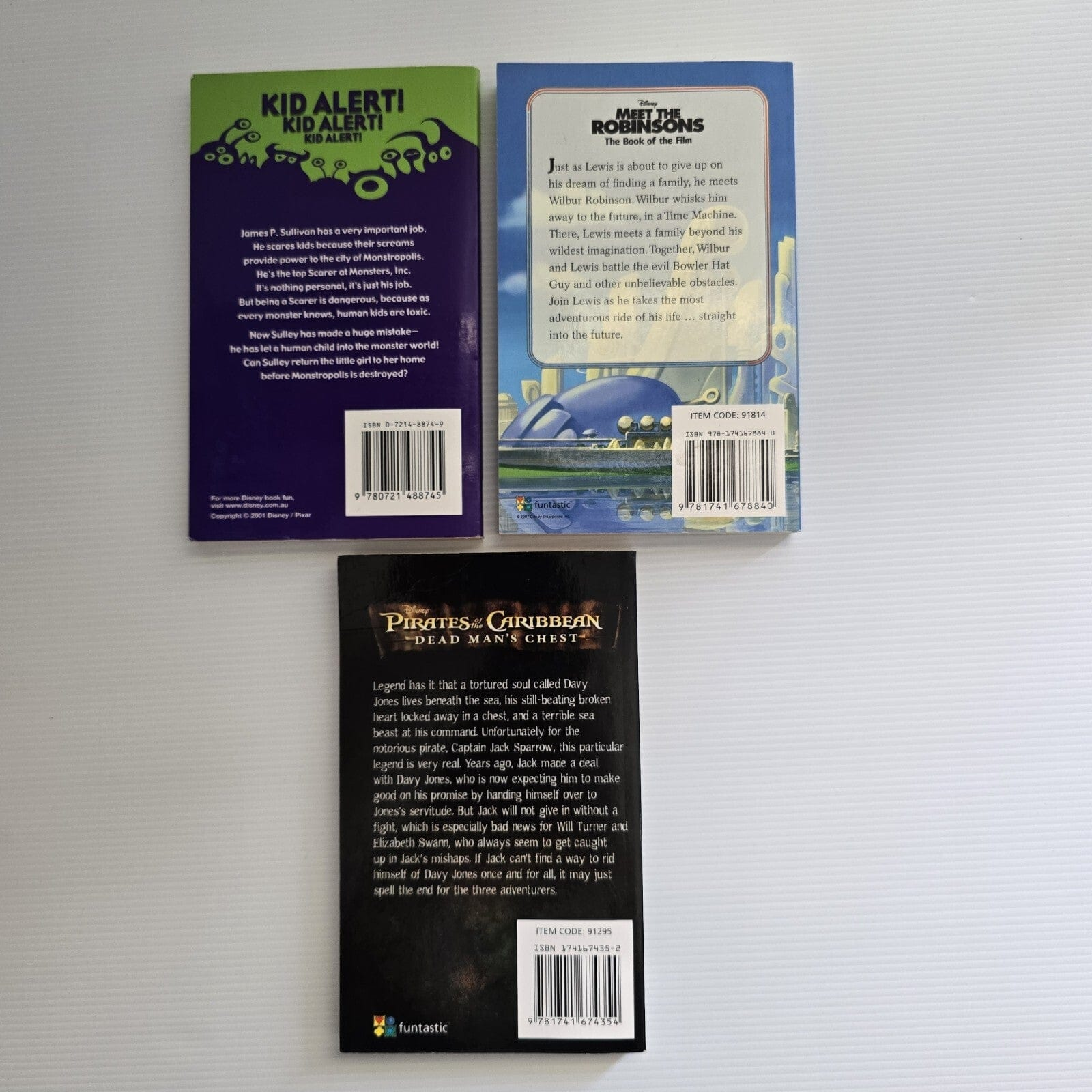 Alona.com.au 3x Disney Mixed Titles Books Monster Inc, Pirates Of Caribbean, Meet Robinsons