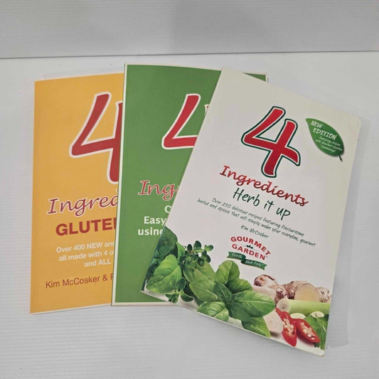 Alona.com.au 4 Ingredients Cookbook Gluten Free Herb It Up - McCosker & Bermingham Lot of 3